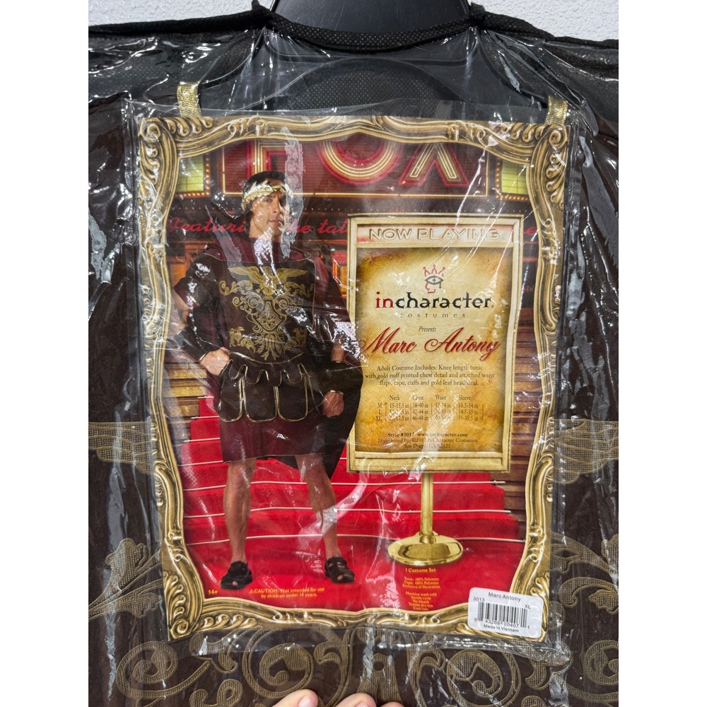 InCharacter Marc Antony Roman Warrior Costume Mens XL Tunic Cape Headband